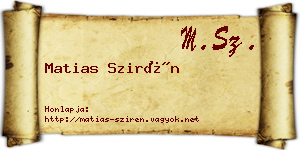 Matias Szirén névjegykártya